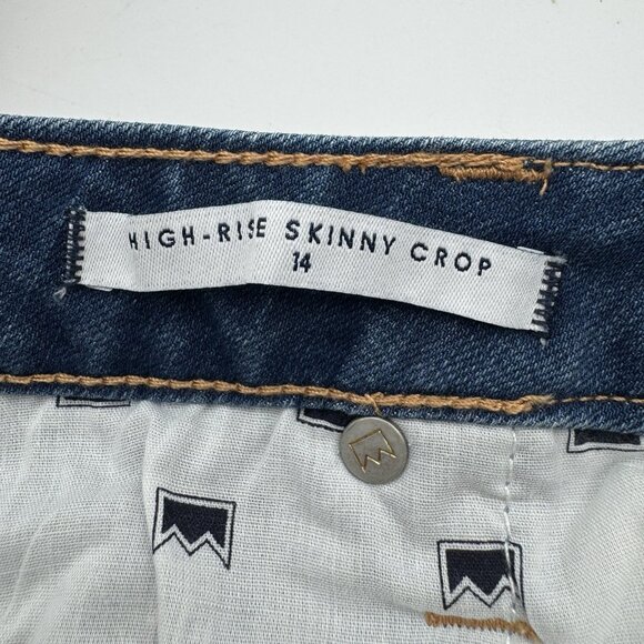 NWT Crown & Ivy Jeans Womens 14 High Rise Skinny Crop Ruffle Slit Raw Hem Denim - Picture 9 of 12